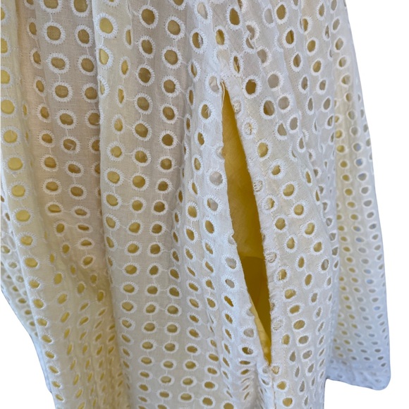 FRENCH CONNECTION Eyelet Dress with Yellow Contrast Underlay. Size:  2 - Picture 9 of 14
